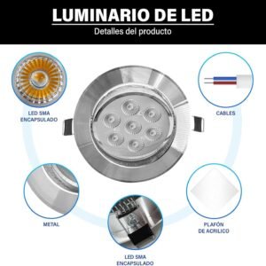 Lampara de Techo Empotrable 7W Lamparas Plafones Led para Techo Luz blanca Brillo Alto Moderno Ahorro de Energia para Dormitorio Sala de Estar Oficina